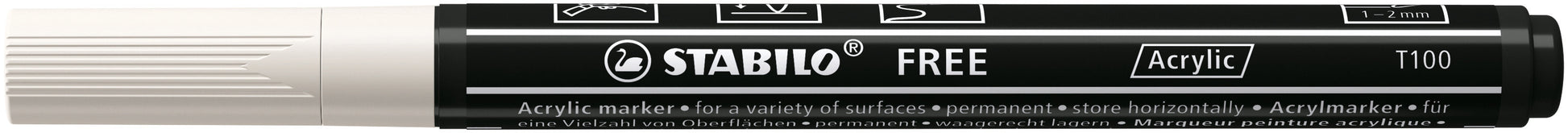 STABILO Free Acrylic Marker T100 Wit – 1-2 mm fijne punt - 2
