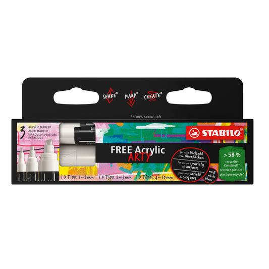 STABILO Free Acrylic Marker T100 Wit – 1-2 mm fijne punt