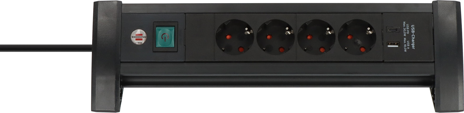 Stekkerdoos Brennenstuhl Prem 4-voudig met USB C en A, zwart