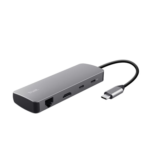 Hub Trust Dalyx 8-in-1 USB-C Adapter met HDMI, Ethernet en Kaartlezer