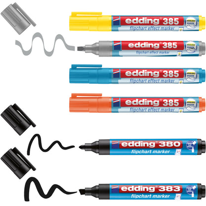 Edding 385 & 380 Set voor Flipcharts, 6 Stuks, Assorti Kleuren - 2