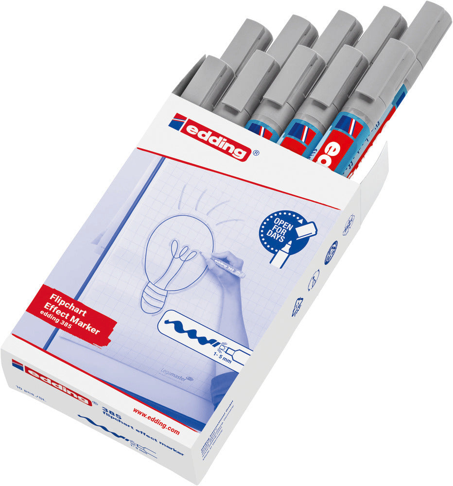 Edding 385 Flipover Marker Penseel Zilvergrijs, Cap-off Technologie - 2