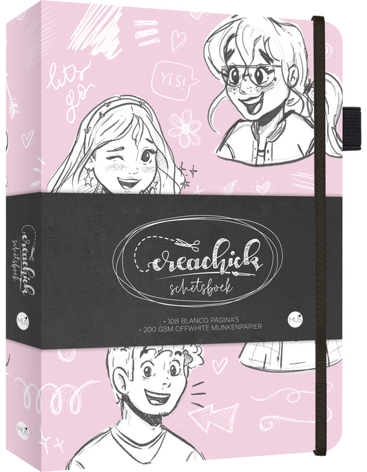 Schetsboek CreaChick Pink met 108 pagina's op 200 g/m² papier