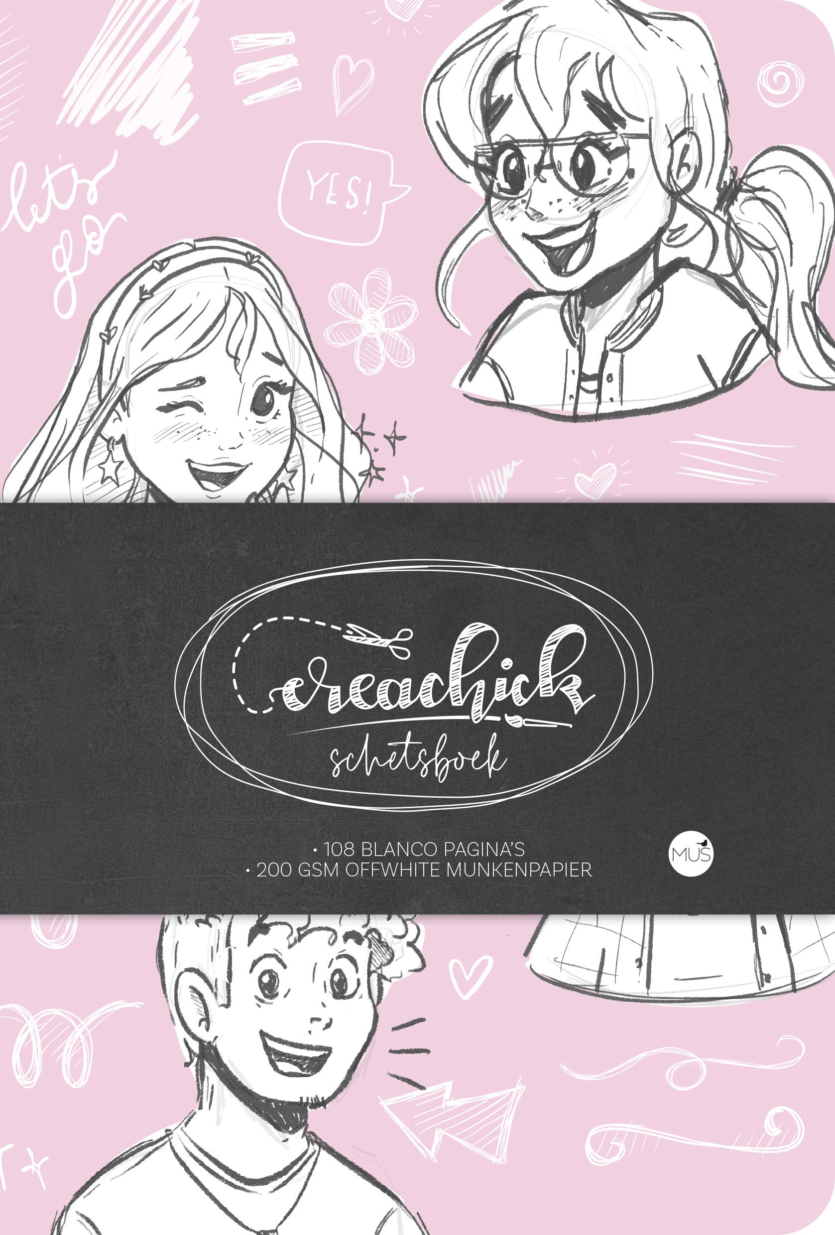 Schetsboek CreaChick Pink met 108 pagina's op 200 g/m² papier - 2