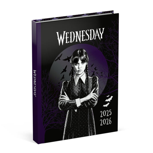 Schoolagenda 2025-2026 Lannoo Wednesday zwart, 1 dag per pagina