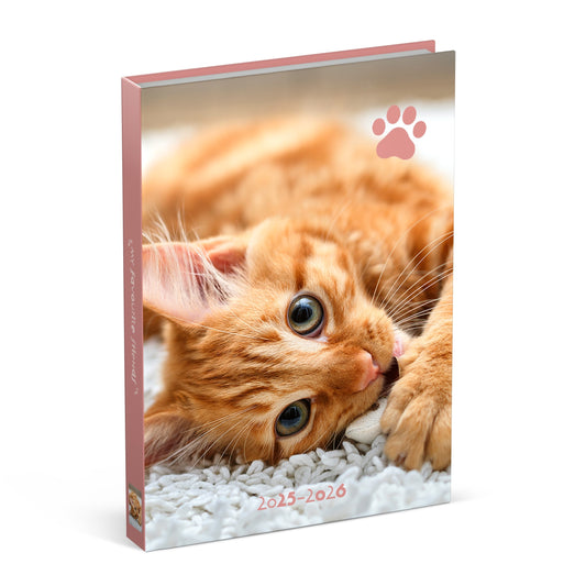Schoolagenda 2025-2026 Lannoo Cats 1 dag per pagina roze