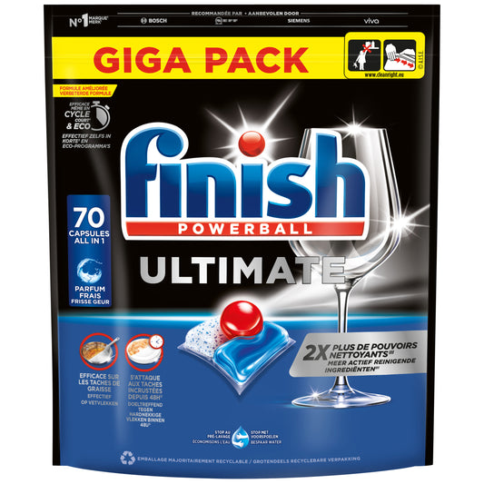 Finish Ultimate Reguliere Vaatwastabletten 70 stuks, Uitzonderlijke Reiniging en Glans