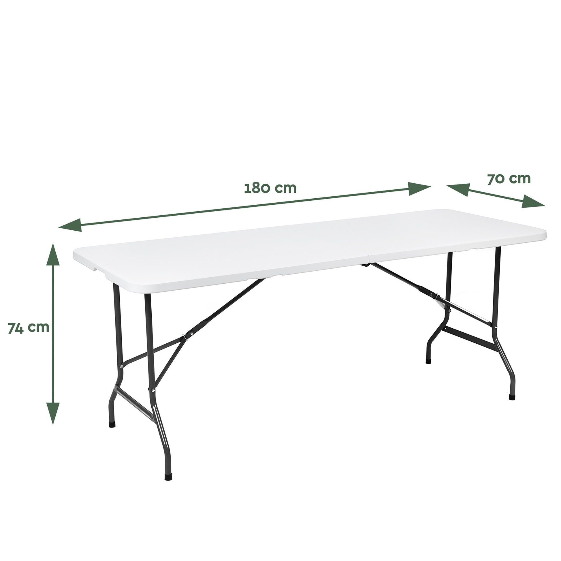 Vouwtafel BRASQ 180x70x74cm wit, inklapbaar met 2 hoogtestanden - 2