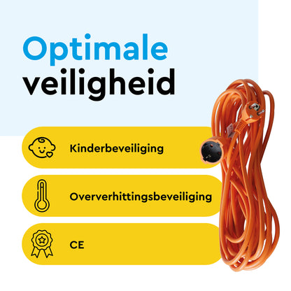 BRASQ 30 meter verlengsnoer, oranje, 16A, 3500W - 4