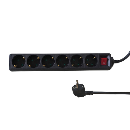 6-voudige stekkerdoos BRASQ met 5 m kabel, zwart