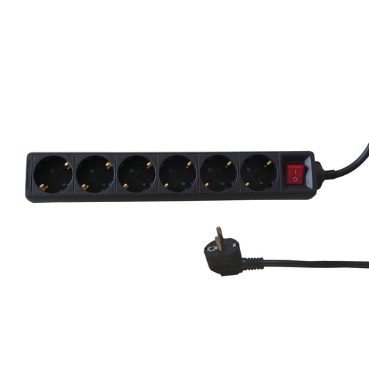 6-voudige stekkerdoos BRASQ met 5 m kabel, zwart