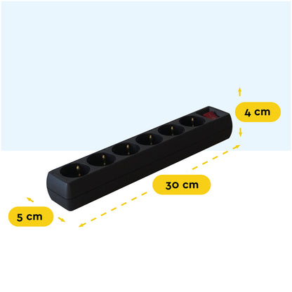 6-voudige stekkerdoos BRASQ met 5 m kabel, zwart - 2