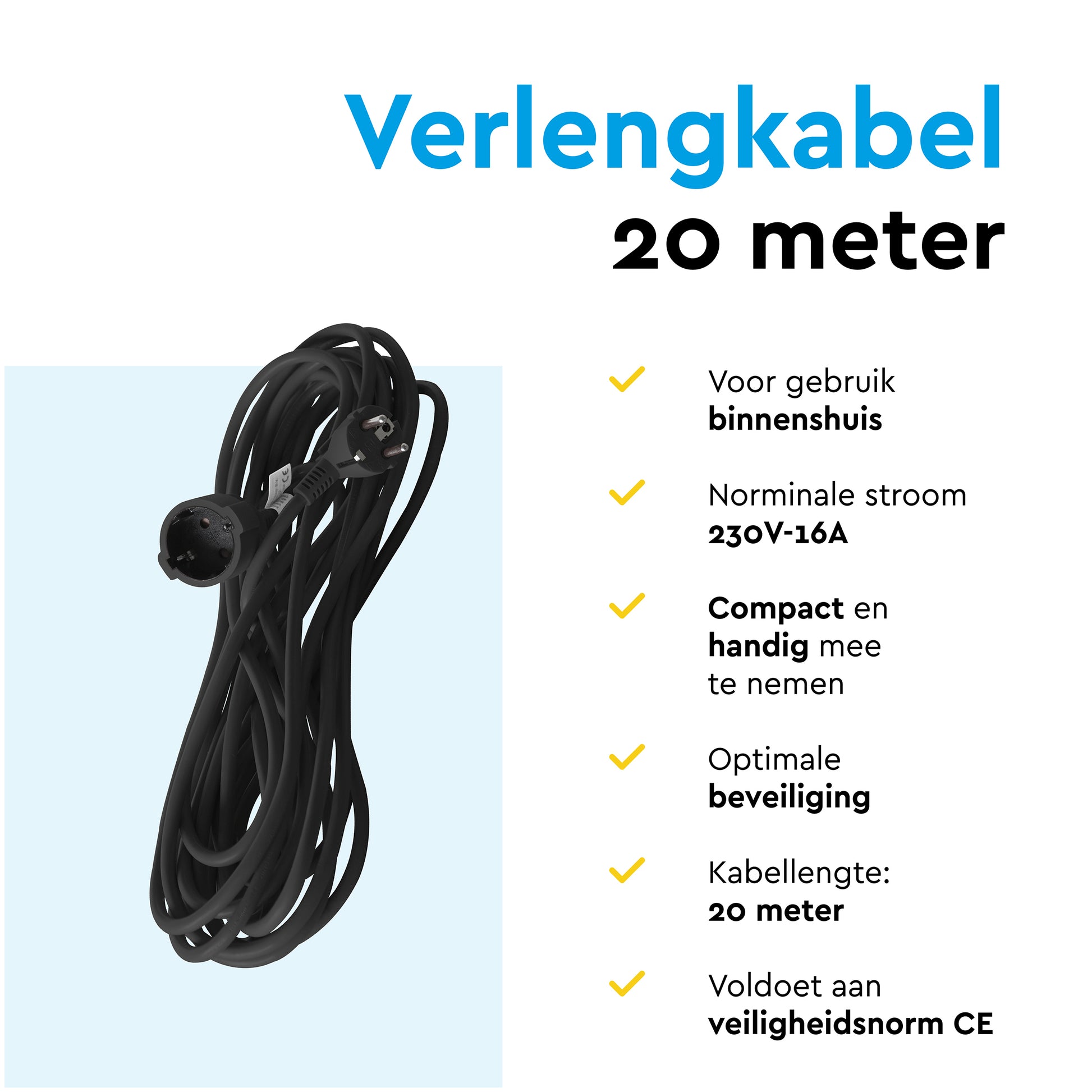 Verlengkabel BRASQ 20 meter zwart met kinderbeveiliging - 5