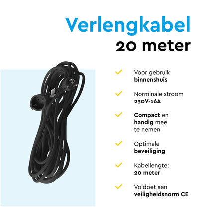 Verlengkabel BRASQ 20 meter zwart met kinderbeveiliging - 5
