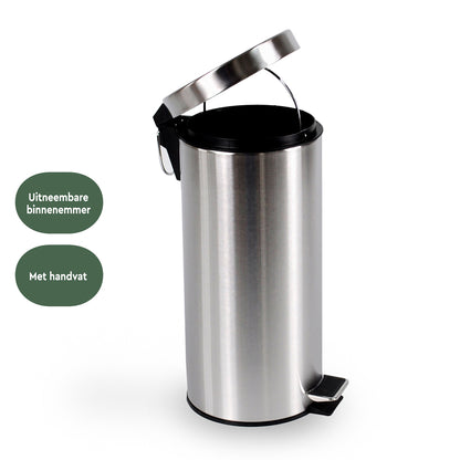Afvalbak BRASQ pedaalemmer 30 liter RVS - 4