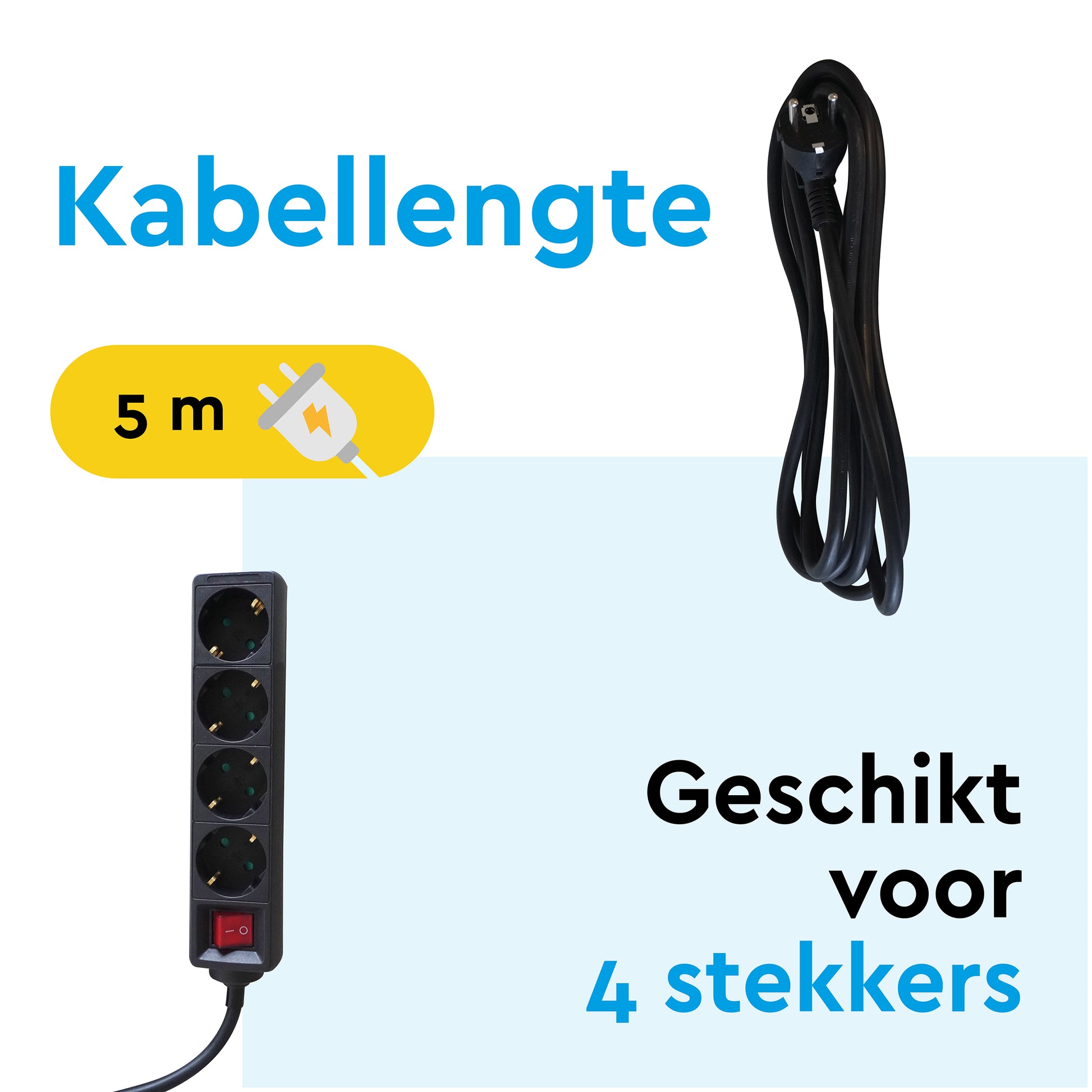 Stekkerdoos BRASQ 4-voudig met 5 meter kabel en kinderbeveiliging - 3