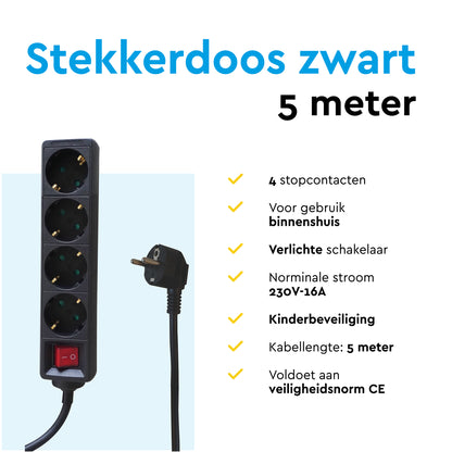 Stekkerdoos BRASQ 4-voudig met 5 meter kabel en kinderbeveiliging - 9