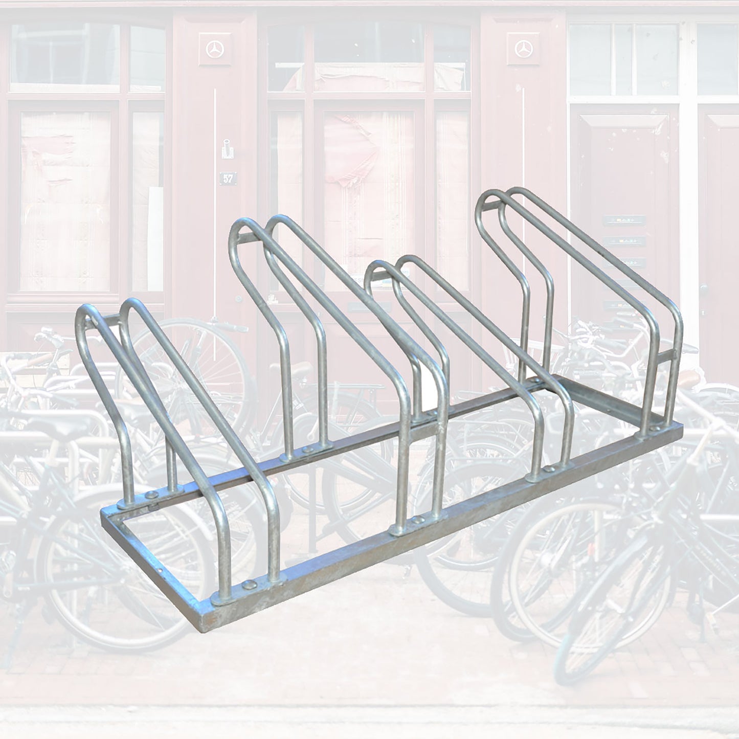 Fietsenrek BRASQ 4 Fietsen Zilver, Enkelzijdig - 6