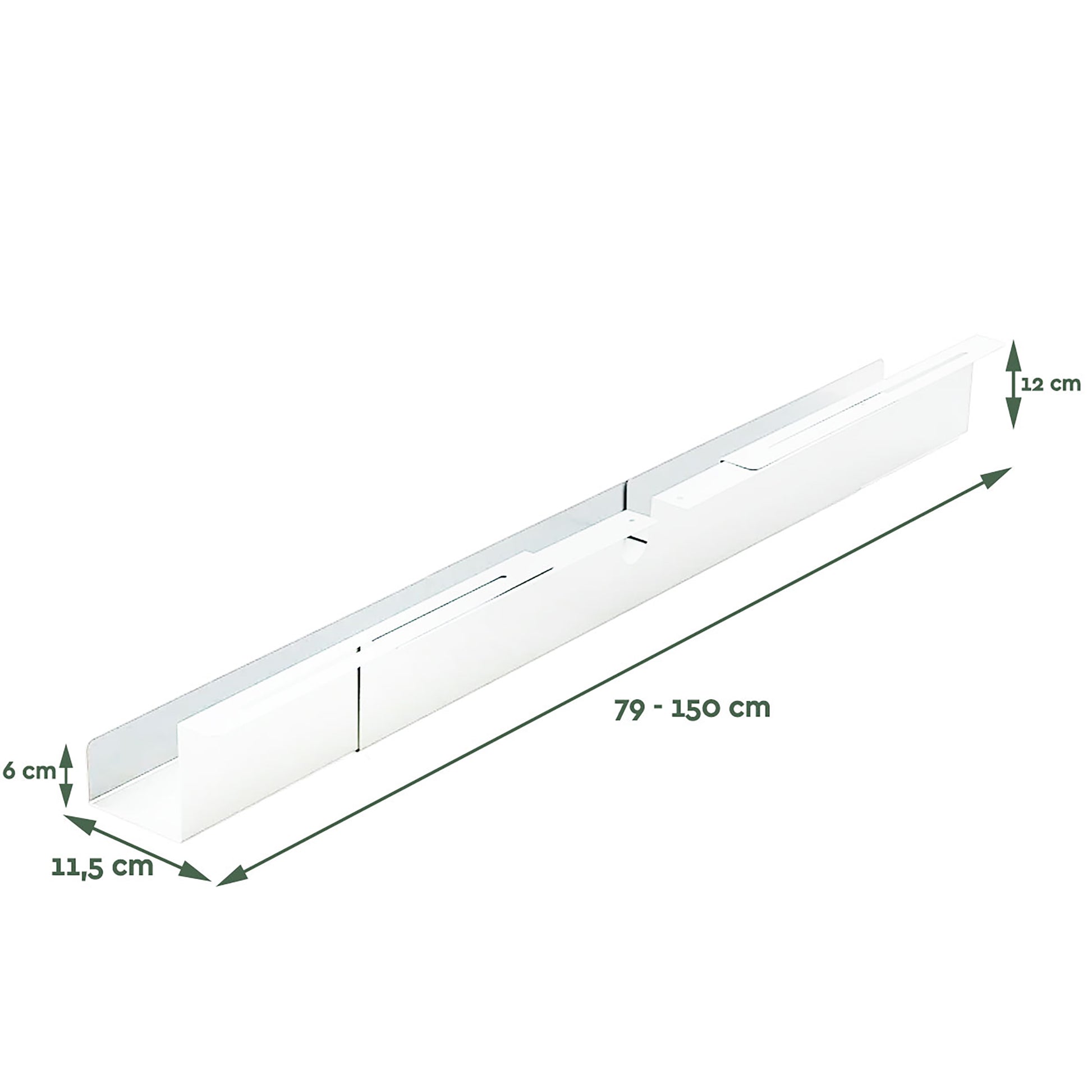 BRASQ Verstelbare Kabelgoot 75-150cm voor onder bureau, wit - 2