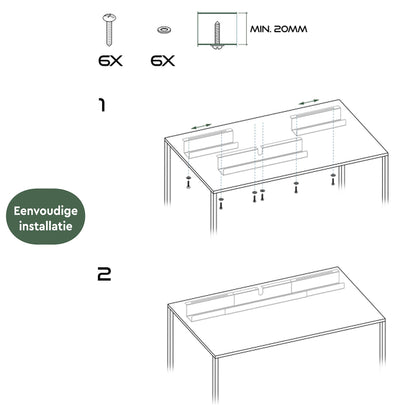 BRASQ Verstelbare Kabelgoot 75-150cm voor onder bureau, wit - 6