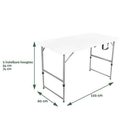 Vouwtafel BRASQ 120x60x74cm wit, inklapbaar met 2 hoogtestanden - 2