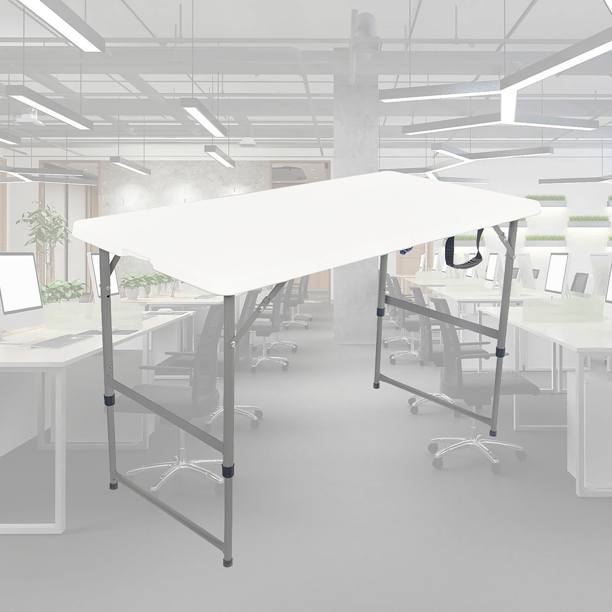 Vouwtafel BRASQ 120x60x74cm wit, inklapbaar met 2 hoogtestanden - 6