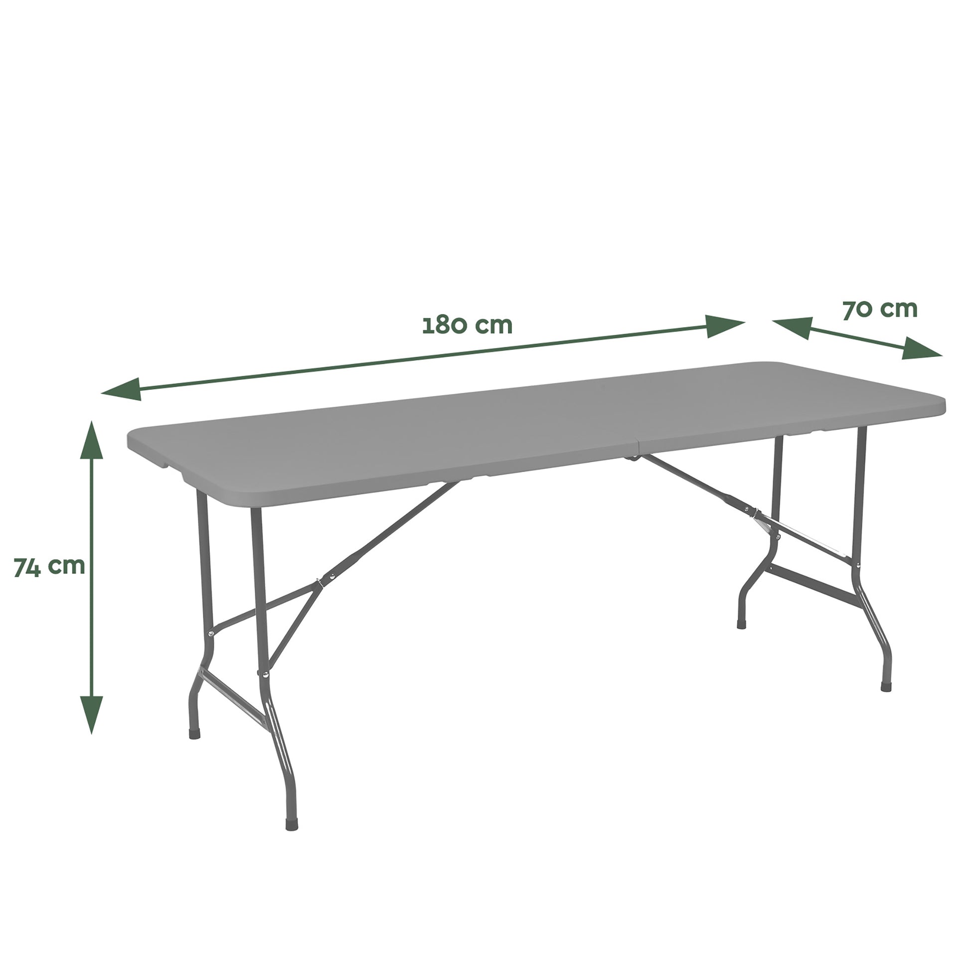 Vouwtafel Brasq 180x70x74cm met grijs kunststof blad - 2