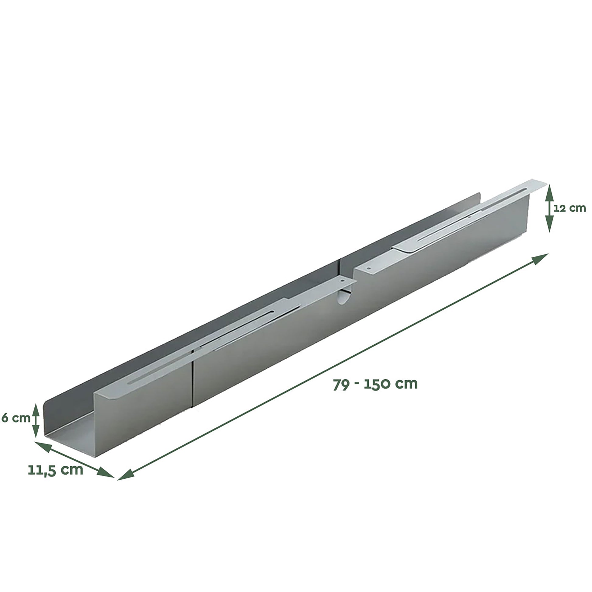BRASQ Verstelbare Kabelgoot 75-150cm zilver voor onder bureau - 2