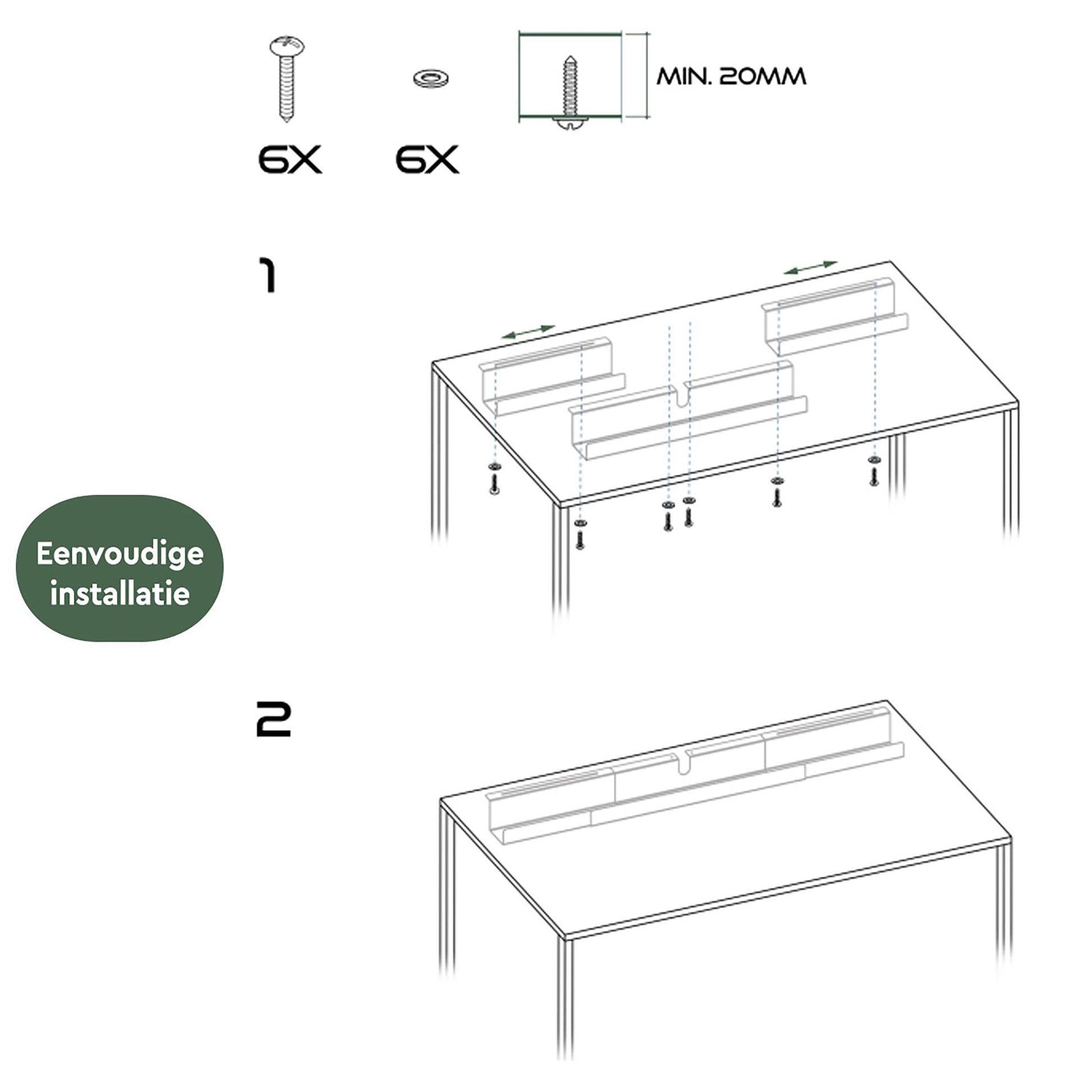 BRASQ Verstelbare Kabelgoot 75-150cm zilver voor onder bureau - 6