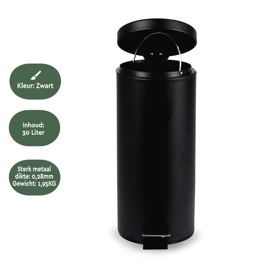 Afvalbak BRASQ pedaalemmer 30 liter zwart - 3