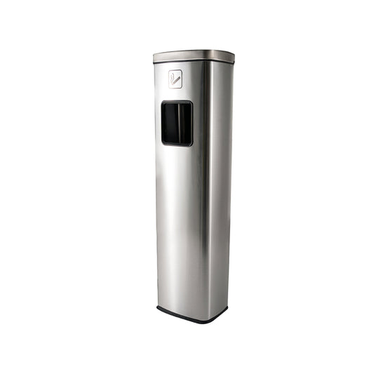 RVS afvalbak met asbak BRASQ 20 liter, vierkant
