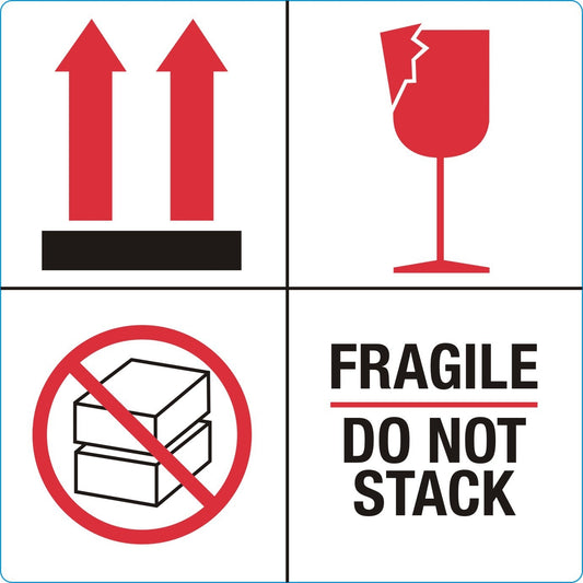 Waarschuwingsetiket Fragile Do Not Stack 1000 Stuks
