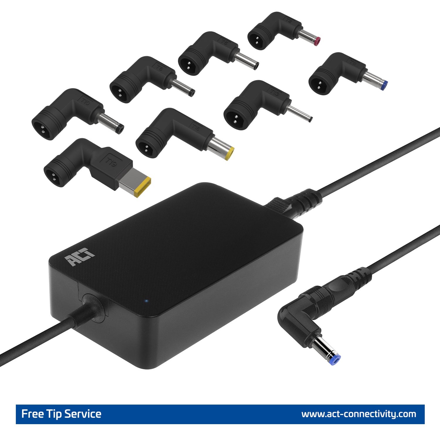 Compacte 65W Laptopoplader voor laptops tot 15,6 inch met 8 tips en lange kabel - 3
