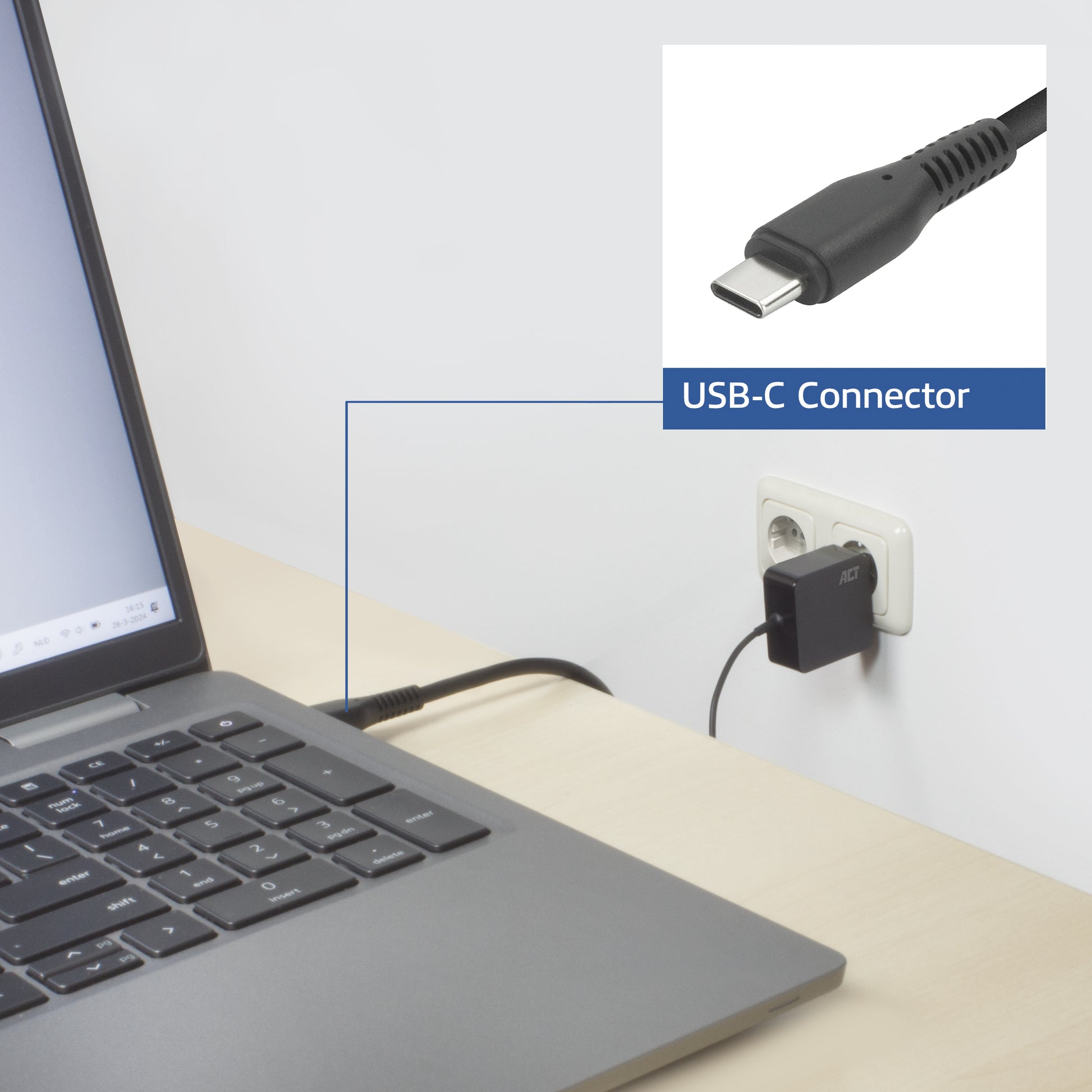 USB-C laptoplader 65W met Power Delivery en 2 meter kabel - 4