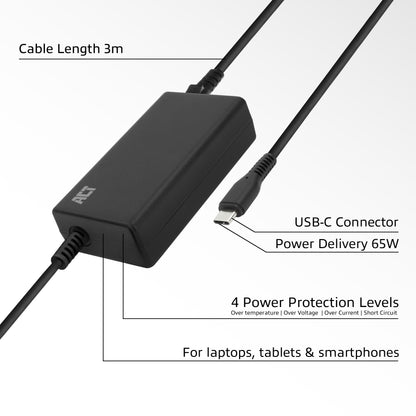 USB-C Laptoplader 65W met Power Delivery en 3 meter kabel - 3