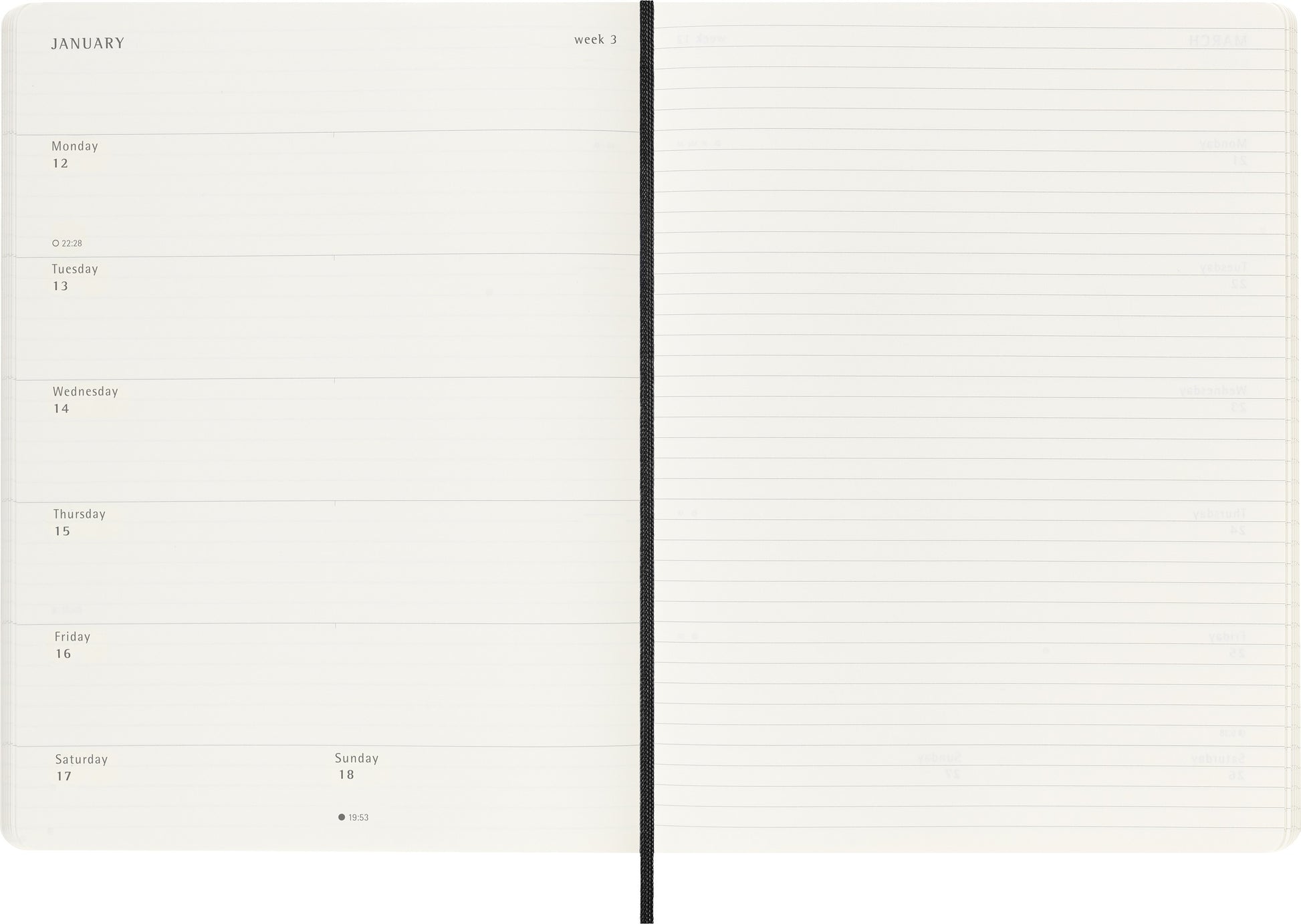 Agenda 2026 Msk Plan Week 7 dagen per week, XL, zwart, hardcover - 3