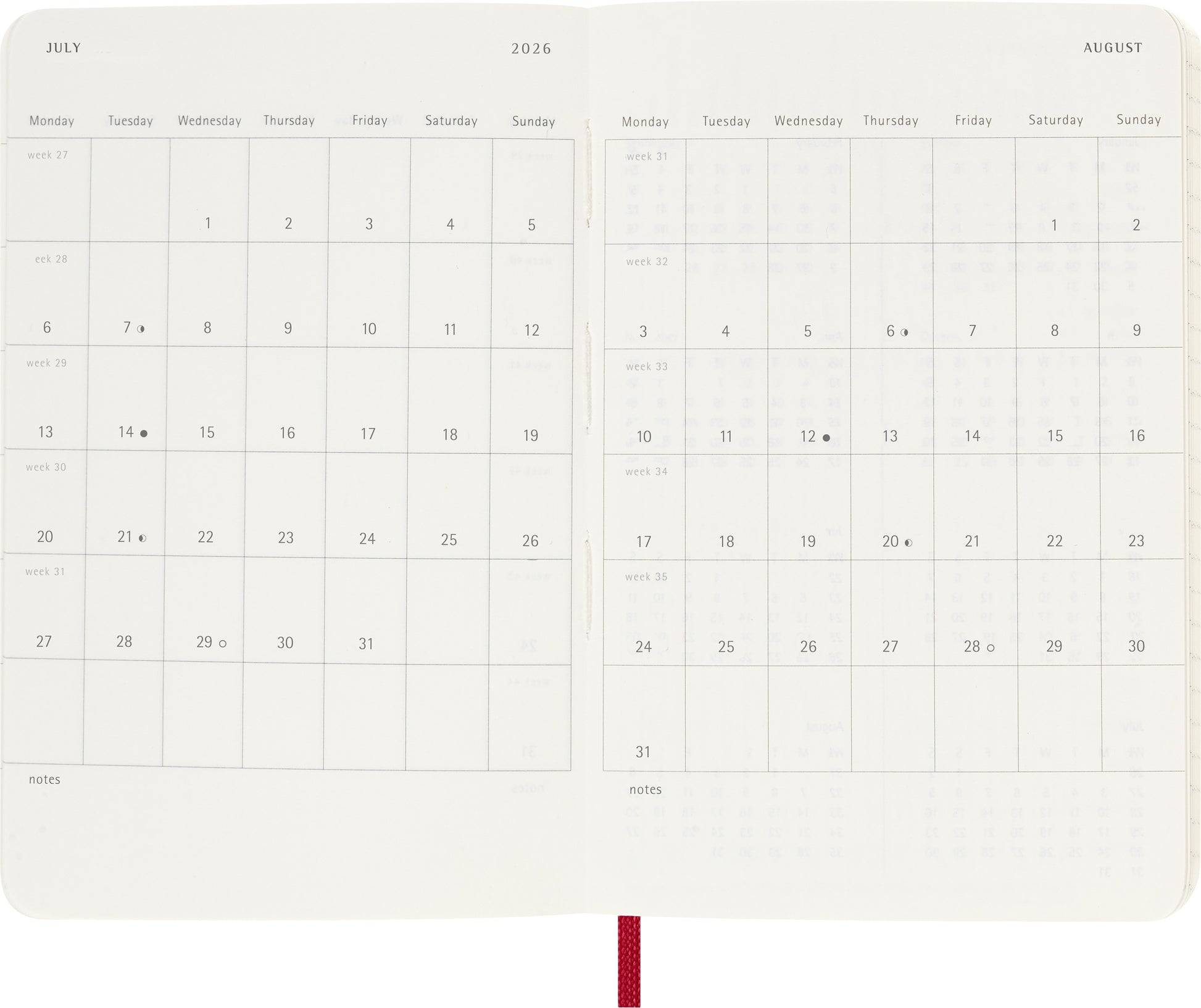 Agenda 2026 Msk Plan Week 7-dagen per pagina, Pocket Scarlet Red - 4