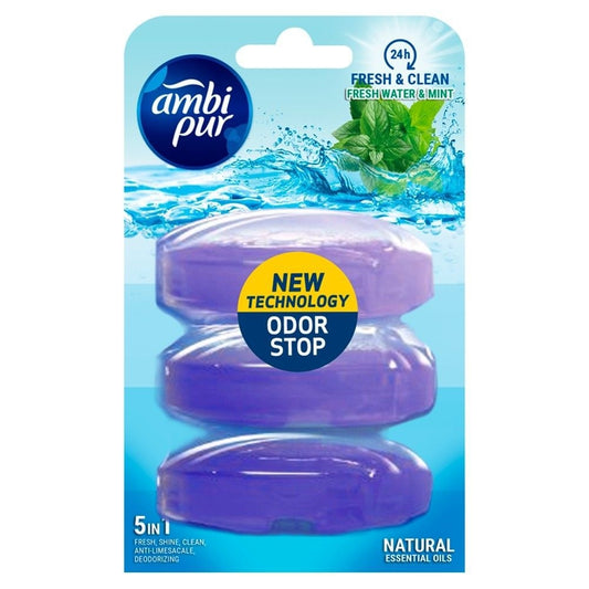 Ambi Pur Fresh Water & Mint Toiletblok Navulling, 3x55ml
