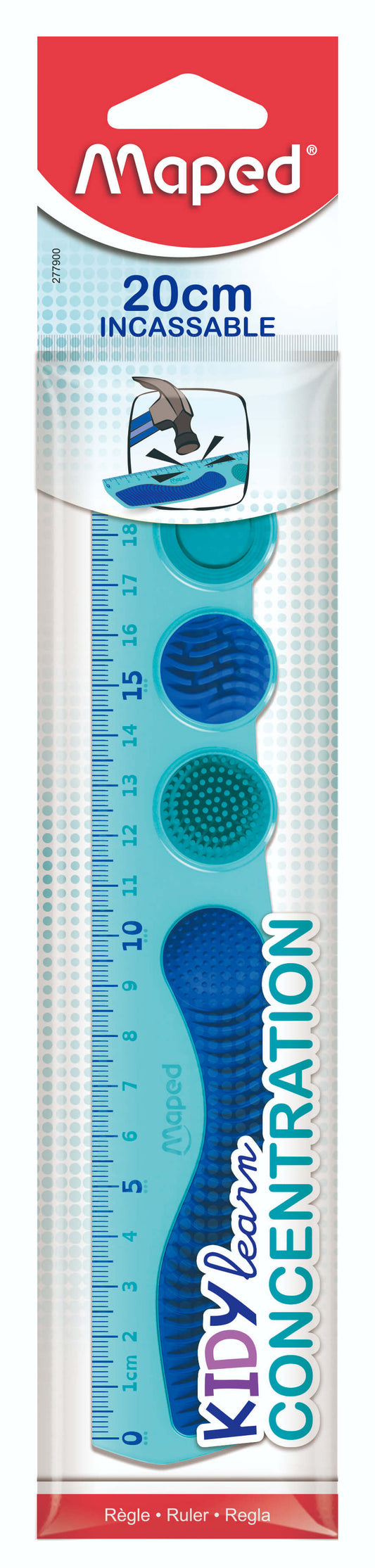 Liniaal Maped Kidy Learn 20 cm blauw met sensorische elementen