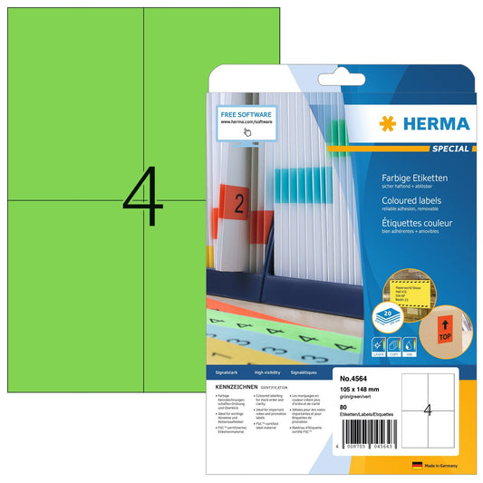 HERMA 4564 Etiket 105x148mm, groen, 80 stuks