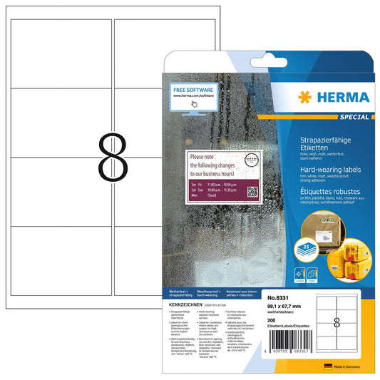 HERMA 8331 Weerbestendig Etiket 99.1x67.7mm, 200 stuks