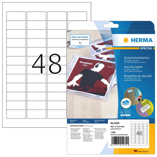 HERMA Veiligheidsetiket 4232 45,7 x 32,2 mm, 1200 stuks