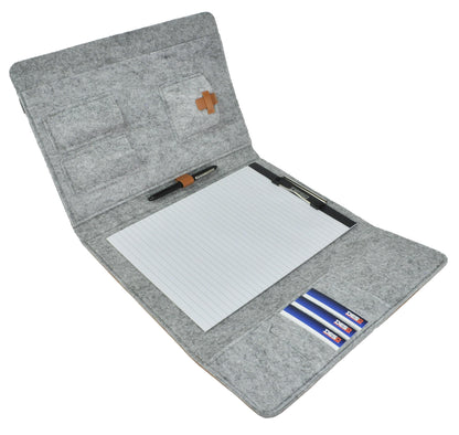 Schrijfmap DESQ A4 vilt met papierclip grijs - 2