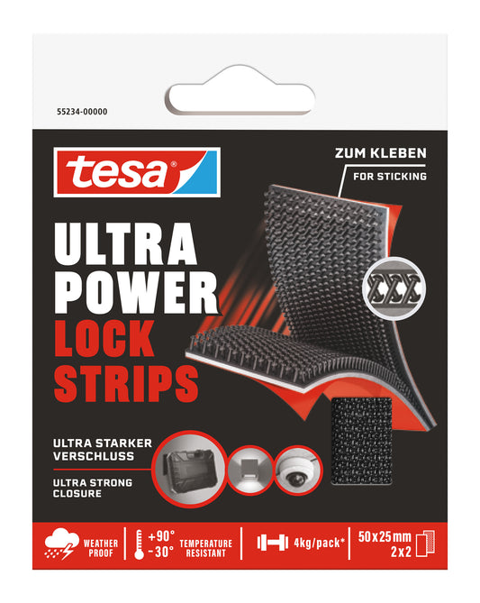 Klittenband tesa Ultra PowerLock Strips 50x25mm, 2 stuks