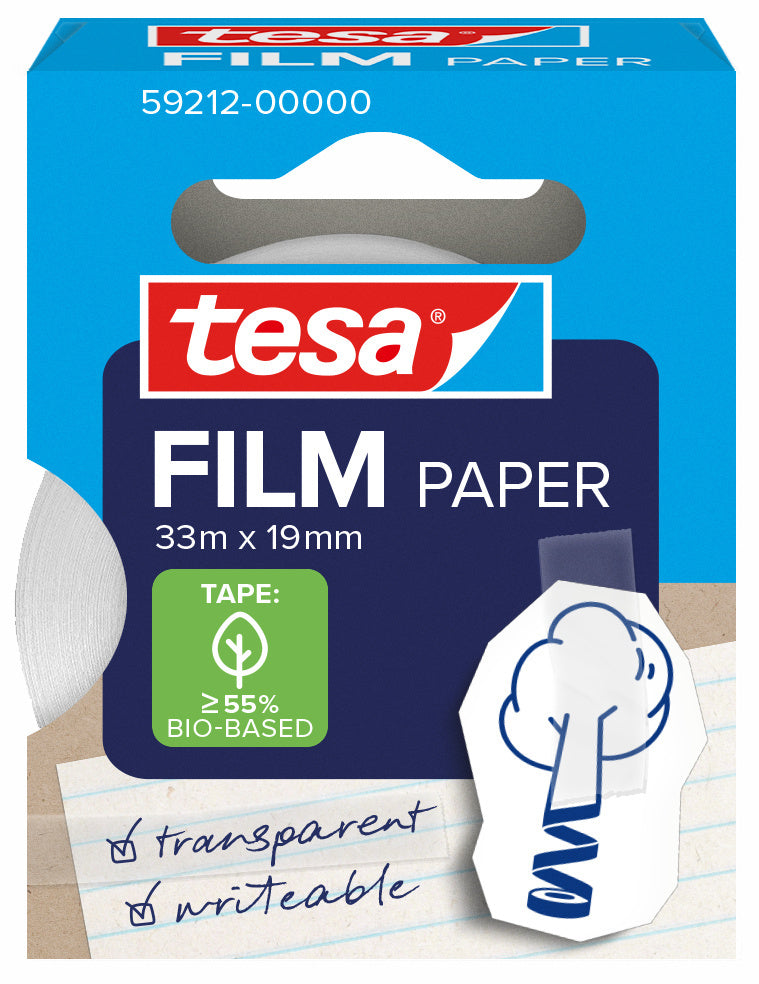 Plakband tesafilm papier 19mm x 33m, duurzaam en beschrijfbaar