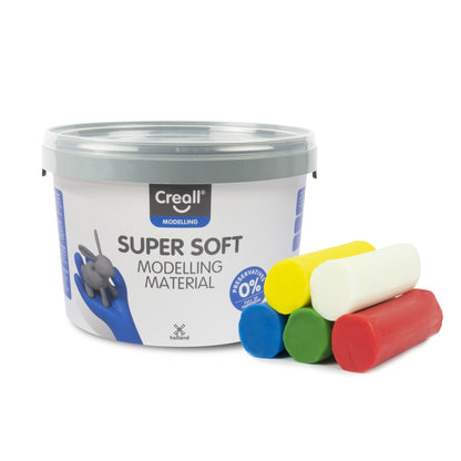 Creall Supersoft Klei 1750 g – Rood, Groen, Blauw, Geel en Wit