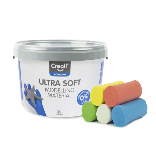 Klei Creall Play-it Ultra Soft 1100g in Emmer - Rood, Groen, Blauw, Geel, Wit