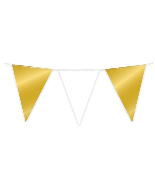 Foil feestvlaggenlijn in goud en wit, 10 meter