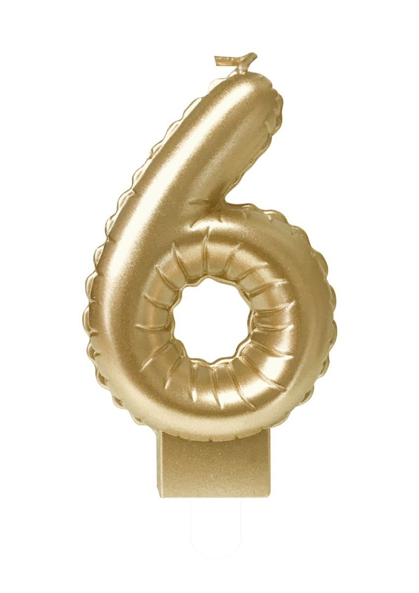Gouden foil ballon kaarsje voor leeftijden in taart
