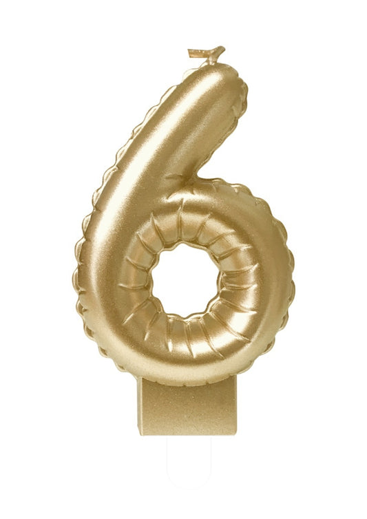 Gouden foil ballon kaarsje voor leeftijden in taart